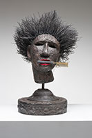 Alison Saar / 
Congolene Resistance (bust), 2022 / 
wood, ceiling tin, wire, and found hot comb / 
24 x 16 x 20 in. (61 x 40.6 x 50.8 cm)