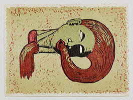 Alison Saar / 
Conked, 1997 / 
woodcut / 
20 1/4 x 30 in. (51.4 x 76.2 cm)