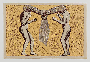 Alison Saar / Tango, 2005 / woodcut / 25 3/4 x 38 3/4 in. (65.4 x 98.4 cm) / Edition of 9
