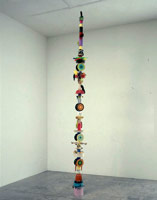 Don Suggs / 
American Feast Pole #2 (Cocky), 2002 / 
plastic objects and oil paint / 
158 x 18 x 18 in (401.3 x 45.7 x 45.7 cm)