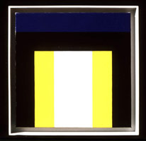 Frederick Hammersley / 
Back Up Front, 1975 - 76 / 
oil on linen / 
Linen: 12 x 12 in (30.5 x 30.5 cm) / 
Framed: 13 1/2 x 13 1/2 in (34.3 x 34.3 cm) / 
Private collection