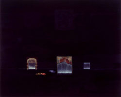 Guillermo Kuitca / 
National Pavillion, 2000 / 
oil on canvas / 
75 x 92 1/4 in (190.5 x 234.3 cm)