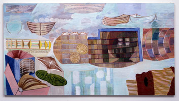 Charles Garabedian / 
The Arrival, 1998 / 
acrylic on canvas / 
49 x 90 in (124.5 x 228.6 cm) / 
Private collection