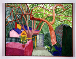 David Hockney / 
The Gate, 2000 / 
oil on canvas / 
60 x 76 in (152.4 x 193 cm) / 
61 3/8 x 77 1/4 in (155.7 x 196.2 cm)(fr) / 
Private collection