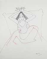 Beatrice Wood / 
Insomnia, 1977 / 
pencil on paper / 
Sheet: 13 x 10 3/4 in. (33 x 27.3 cm) / 
Framed: 20 5/8 x 18 3/8 in. (52.4 x 46.7 cm)