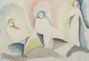 Beatrice Wood / 
Trois, 1925 / 
watercolor on paper / 
Sheet: 6 3/4 x 9 3/4 in. (17.1 x 24.8 cm) / 
Framed: 13 5/8 x 16 5/8 in. (34.6 x 42.2 cm)