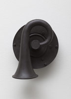 Ben Jackel / 
Emergency Horn, 2011 / 
stoneware, ebony and beeswax / 
8 x 7 1/4 x 5 3/4 in (20.3 x 18.4 x 14.6 cm) / 
Edition 1 of 4 