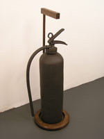 Ben Jackel / 
Fire Extinguisher 'Japanese', 2007 / 
stoneware and walnut / 
26 x 10 x 8 in (66 x 25.4 x 20.3 cm)