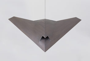 Ben Jackel / 
Phantom Ray, 2011 / 
mahogany, ebony, graphite / 
5 x 48 x 40 in. (12.7 x 121.9 x 101.6 cm) / 
Private collection