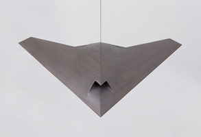 Ben Jackel / 
Phantom Ray, 2011 / 
mahogany, ebony, graphite / 
5 x 48 x 40 in. (12.7 x 121.9 x 101.6 cm) / 
Private collection