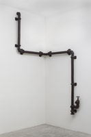 Ben Jackel / 
Wall Pipe, 2012 / 
stoneware, beeswax and hardware / 
139 x 126 x 8 1/2 in. (353.1 x 320 x 21.6 cm)