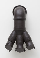 Ben Jackel / 
Triple Standpipe, 2012 / 
stoneware and beeswax / 
30 x 18 x 8 in (76.2 x 45.7 x 20.3 cm) 