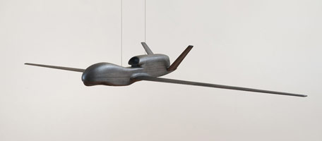 Ben Jackel / 
Global Hawk, 2009 / 
mahogany, graphite / 
36 L x 94 W x 12 H in (91.4 x 238.8 x 30.5 cm)