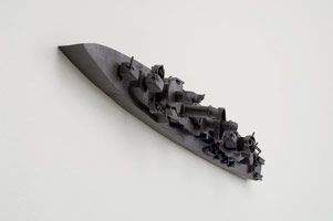 Ben Jackel / 
USS Heermann (from 'Miles to Go Until We Sleep' Installation), 2008 - 2009 / 
stoneware; ebony / 
38 x 5 x 4 in (96.5 x 12.7 x 10.2 cm)
