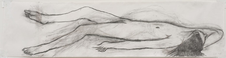 Charles Garabedian / 
Reclining Figure, 2009 / 
      charcoal on paper / 
      14 1/2 x 57 3/4 in. (36.8 x 146.7 cm) / 
      Private collection