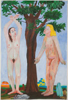 Charles Garabedian / 
Adam and Eve, 2009 / 
acrylic on paper / 
71 x 47 3/4 in. (180.3 x 121.3 cm)