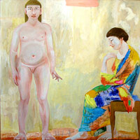 Charles Garabedian /   
Artist and Her Model, 1981  /   
acrylic on canvas /   
72 x 72 in. (182.9 x 182.9 cm)