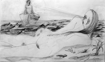 Charles Garabedian /     
Dido and Aeneas, 2001 /    
graphite on paper  /    
18 x 30 in. (45.7 x 76.2 cm.)