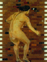 Charles Garabedian / 
Man in the Brick Wall, 1972 / 
polyester, resin, color pencil, acrylic and sawdust / 
89 1/4 x 66 5/7 in. (226.7 x 169.5 cm)
 