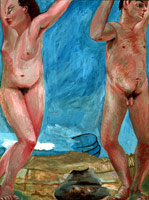 Charles Garabedian /  
Prehistoric Figures, 1978 - 1980 /  
acrylic on panel  /  
40 x 30 in. (101.6 x 76.2 cm)
 