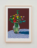 David Hockney / 
13th February 2021, Flowers in a Glass Vase, 2021 / 
iPad painting printed on paper / 
Image: 30 x 21 in. (76.2 x 53.3 cm) / 
Sheet: 35 x 25 in. (88.9 x 63.5 cm) / 
Framed: 36 3/4 x 26 3/4 in. (93.3 x 67.9 cm) / 
Edition 14 of 50