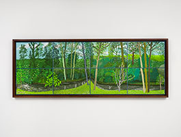 David Hockney / 
18th - 27th June 2021, La Dorette Winding its Way, 2021 / 
Eight iPad paintings comprising a single work, printed on paper, mounted on Dibond / 
Image: 39 1/4 x 111 in. (99.7 x 281.9 cm) / 
Framed: 43 1/4 x 115 in. (109.9 x 292.1 cm) / 
Edition 14 of 25