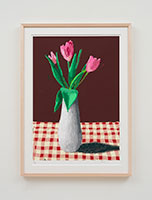 David Hockney / 
2nd March 2021, A Closer Look at Some Tulips, 2021 / 
iPad painting printed on paper / 
Image: 30 x 21 in. (76.2 x 53.3 cm) / 
Sheet: 35 x 25 in. (88.9 x 63.5 cm) / 
Framed: 36 3/4 x 26 3/4 in. (93.3 x 67.9 cm) / 
Edition 14 of 50