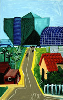 David Hockney / 
Hancock St., West Hollywood II, 1989 / 
oil on canvas / 
16 1/2 x 10 1/2 in (41.9 x 26.7 cm) / 
Private collection 