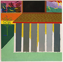 David Hockney / 
Japanese House and Tree, 1978 / 
Acrylic and oil on canvas / 
72 x 72 in (182.9 x 182.9 cm) / 
Roy B. and Edith J. Simpson Collection / 
© David Hockney