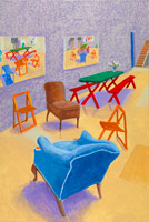 David Hockney / 
Studio Interior #4, 2014  / 
Acrylic on canvas / 
72 x 48 in. (182.9 x 121.9 cm) / 
Private collection