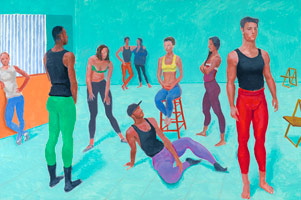 David Hockney / 
The Group XI, 7-11 July, 2014  / 
Acrylic on canvas / 
48 x 72 in. (121.9 x 182.9 cm)