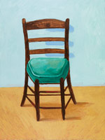 David Hockney / 
The Chair, 2015 / 
Acrylic on canvas / 
48 x 36 in. (121.9 x 91.4 cm) / 
Private collection