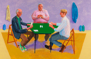 David Hockney / 
Card Players #2, 2014  / 
Acrylic on canvas / 
48 x 72 in. (121.9 x 182.9 cm)