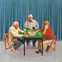 David Hockney / 
The Scrabble Players, 2015 / 
Photographic drawing printed on paper, mounted on Dibond / 
42 1/4 x 42 1/4 in. (107.3 x 107.3 cm) / 
Framed: 43 7/8 x 43 7/8 x 2 1/2 in. (111.4 x 111.4 x 6.4 cm)