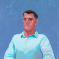 David Hockney / 
Jean-Pierre Gonçalves de Lima, 1 August, 2014 / 
Acrylic on canvas / 
24 x 24 in. (61 x 61 cm)