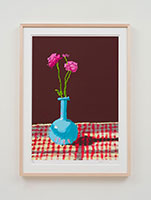 David Hockney / 
28th February 2021, Roses in a Blue Vase, 2021 / 
iPad painting printed on paper / 
Sheet: 35 x 25 in. (88.9 x 63.5 cm) / 
Edition 14 of 50