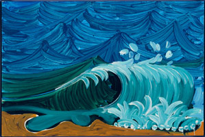 David Hockney /  
Seascape, 1989 /  
oil on canvas /  
24 x 36 in. (61 x 91.4 cm) /  
Private collection
