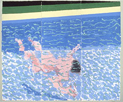 David Hockney / 
Swimmer Underwater (Paper Pool 16), 1978 / 
Colored and pressed paper pulp / 
72 x 85 1/2 in (182.9 x 217.17 cm) / 
Roy B. and Edith J. Simpson Collection / 
© David Hockney / 
Tyler Graphics Ltd.