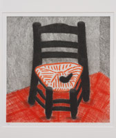 David Hockney / 
Van Gogh Chair (Black) ed. 15/35, 1998 / 
two color hard ground etching with sugar lift aquatint / 
plate: 29 x 28 in (73.7 x 71.1 cm) / 
paper: 37 1/2 x 34 1/2 in (95.3 x 87.6 cm) / 
framed: 40 1/2 x 39 3/4 in (102.9 x 101 cm)