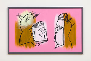 Don Suggs / 
Surrogates, 2017 / 
oil and acrylic on Celtec PVC panel / 
29 x 48 x 1/8 in. (73.7 x 121.9 x .3 cm) / 
Framed: 30 9/16 x 49 5/8 in. (77.6 x 126 cm)