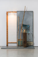 Edward & Nancy Reddin Kienholz / 
White Easel with Face, 1977 / 
mixed media assemblage / 
110 x 84 x 25 1/2 in. (279.4 x 213.4 x 64.8 cm) 
