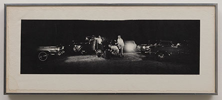 Edward Kienholz / 
Untitled (Five Car Stud), 1971 / 
one-color silkscreen on handmade paper / 
Paper Dimensions: 13 1/2 x 32 3/4 in. (34.3 x 83.2 cm) / 
Image Dimensions: 8 3/4 x 29 in. (22.2 x 73.7 cm) / 
Edition of 11