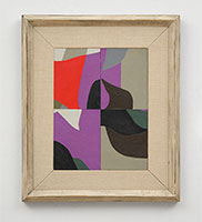 Frederick Hammersley / 
Quarter final, #33c 1964 / 
oil on cardboard panel in artist-made frame / 
Panel: 11 x 8 1/2 in. (27.9 x 21.6 cm) / 
Framed: 16 7/8 x 14 1/4 in. (42.9 x 36.2 cm)