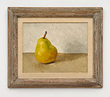 Frederick Hammersley / 
Small pear, #8 1971 / 
oil on linen in artist-made frame / 
Panel: 7 x 9 in. (17.8 x 22.9 cm) / 
Framed: 11 x 13 1/8 in. (27.9 x 33.3 cm)