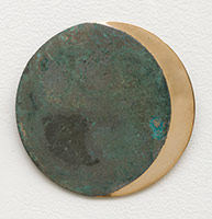 Fabrice Samyn / 
Toward Total Eclipse, 2014 / 
Chinese antique bronze mirror partially polished / 
20 in. (50.8 cm)