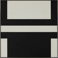 Frederick Hammersley / 
Back and White, #2 1971 / 
oil on linen / 
framed: 44 x 44 in. (111.8 x 111.8 cm) / 