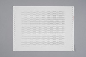 Frederick Hammersley / 
7 UP BY DEGREES, 24 MAR 69 / 
computer drawing / print on paper / 
11 x 14 3/4 in. (27.9 x 37.5 cm)