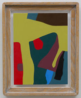 Frederick Hammersley / 
Breed apart, 1988 / 
oil on birch / 
frame: 16 7/8 x 13 3/4 in. (42.9 x 34.9 cm) / 
panel: 13 x 9 7/8 in. (33 x 25.1 cm)