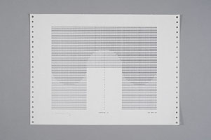 Frederick Hammersley / 
CAPITOL .1, 28 APR 69 / 
computer drawing / print on paper / 
11 x 14 3/4 in. (27.9 x 37.5 cm)