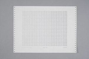 Frederick Hammersley / 
SCREEN DOOR, 21 APR 69 / 
computer drawing / print on paper / 
11 x 14 3/4 in. (27.9 x 37.5 cm)